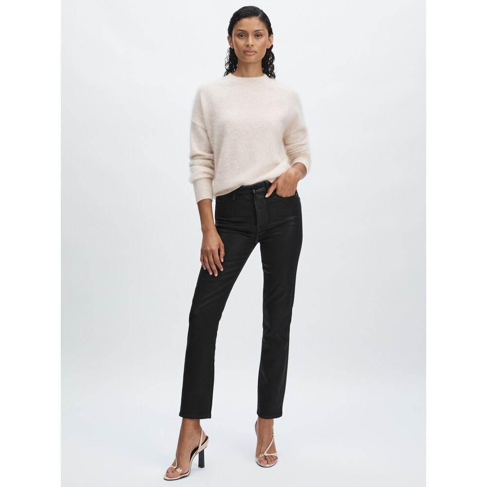 Paige High Rise Straight Leg Coated jeans Stretch Cotton Black Size 27 NWOT